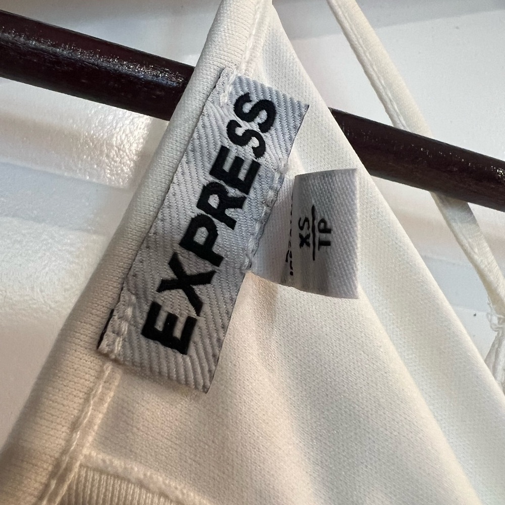 Express Cream Off White Flowy Camisole Tank Top with Vertical Lace Inset Small - Picture 7 of 7